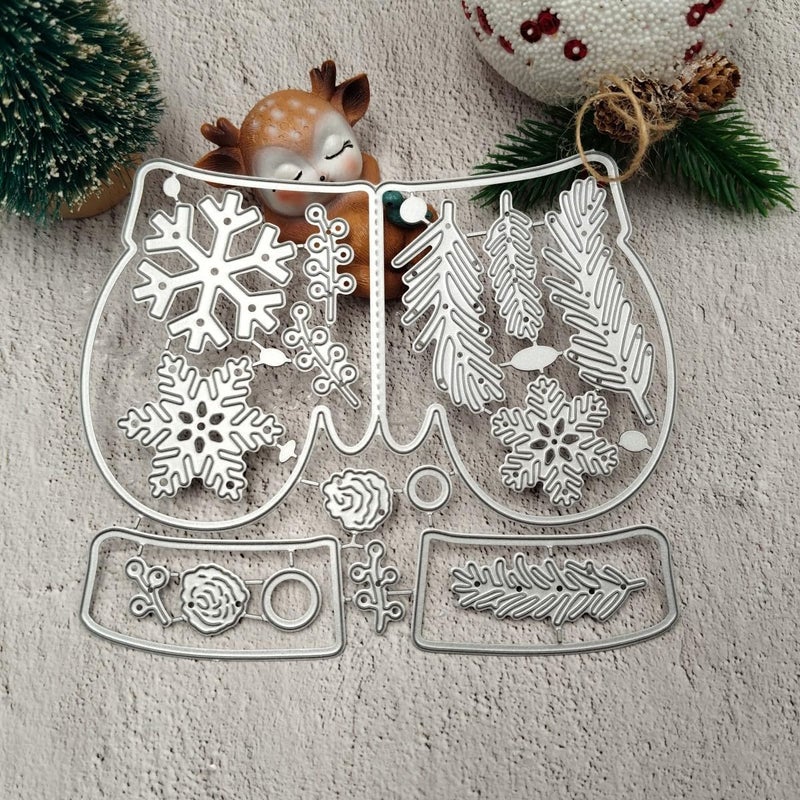 Feemkota Christmas Mitten Wreath Die Cuts for Card Making Glove Stamps Cutting Dies for DIY Paper Scrapbooking Crafts Embossing Festival Decorations - Image 4